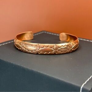 Navajo Handmade Copper Floral Cuff Bracelet